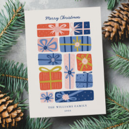 Cartão De Festividades Mínimo Escandinavo com Presentes Coloridos Sem Fot