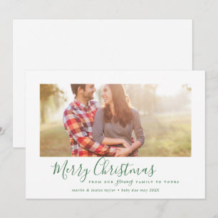 Cartão De Festividades Mínimo Feliz Natal Verde Nossa Família Crescente