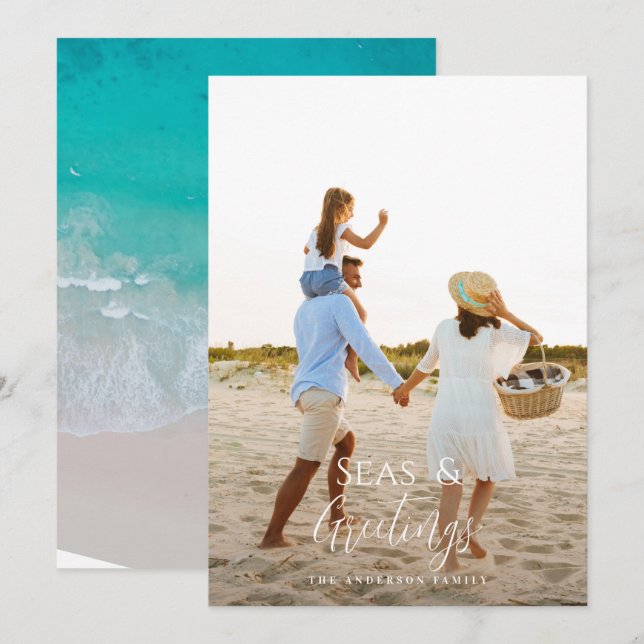 Cartão De Festividades Mínimo moderno de 1 foto de Natal (Frente/Verso)