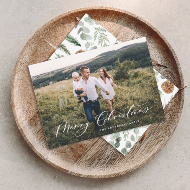 Cartão De Festividades Mínimo moderno de 1 foto de Natal elegante Ho (Criador carregado)