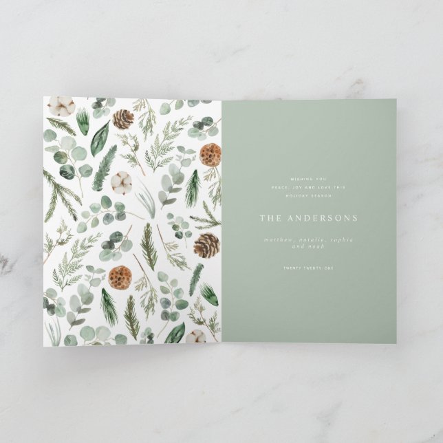 Cartão De Festividades Mínimo moderno de 1 foto de Natal elegante Ho (Interior)