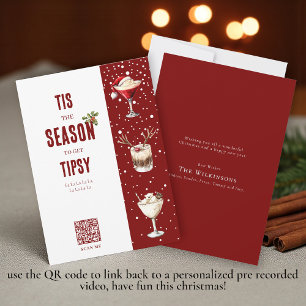 Cartão De Festividades Mínimo moderno de vídeo pessoal qr code natal