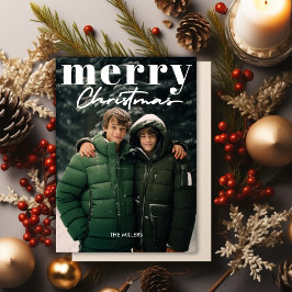 Cartão De Festividades Mínimo Moderno Natal Feliz 1 Foto Elegante