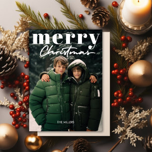 Cartão De Festividades Mínimo Moderno Natal Feliz 1 Foto Elegante