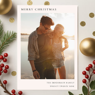 Cartão De Festividades Mínimo Natal Simples e Informal Vermelho de Foto