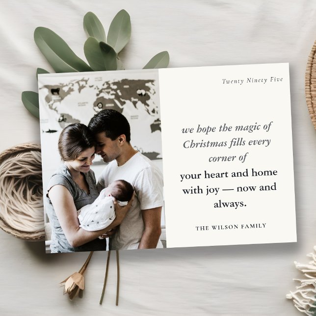 Cartão De Festividades Mínimo Negrito 1 Foto Natal Preto e Branco (Criador carregado)