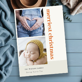 Cartão De Festividades Mínimo Negrito 2 Foto Vermelha Merriest Natal