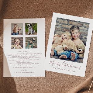 Cartão De Festividades Mínimo Rosa Dourado Ano De Feliz Natal Em Revisão