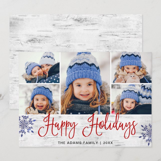 Cartão De Festividades Mínimo Rustic Felry Natal 5 FOTOS (Frente/Verso)