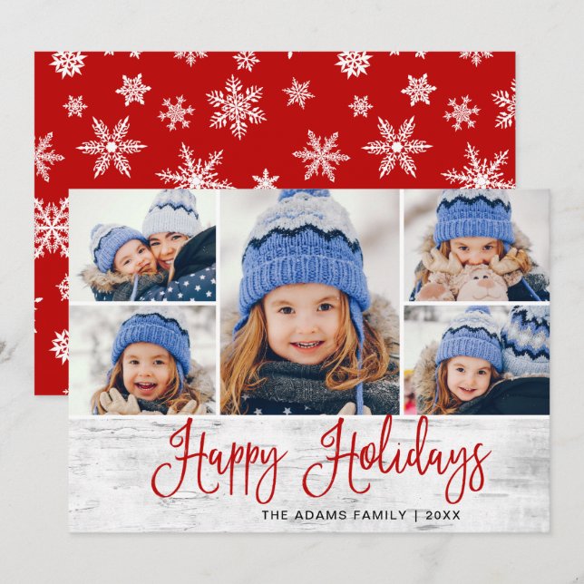 Cartão De Festividades Mínimo Rustic Felry Natal 5 FOTOS (Frente/Verso)