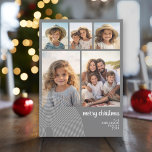 Cartão De Festividades Mínimo Simples - 10 Foto - Cinza Zen Arch Branco<br><div class="desc">Frente - Um modelo de 10 fotos em uma grade simples com uma borda branca. Fundo branco com um script e uma fonte sans serif para a saudação. O tipo está em uma cinza sem áudio. Fundo - Cinza com uma fina linha de arte Arch zen. Todas as cores podem...</div>