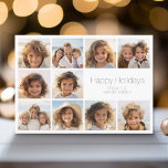 Cartão De Festividades Mínimo Simples - 10 Foto - Cinza Zen Arch Branco<br><div class="desc">Frente - Um modelo de 10 fotos em uma grade simples com uma borda branca. Fundo branco com uma fonte sans serif para a saudação. O tipo está em uma cinza sem áudio. Fundo - Cinza com uma fina linha de arte Arch zen. Todas as cores podem ser alteradas na...</div>