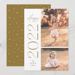 Cartão De Festividades Mínimo Simples Elegante Feliz 2022 Duas Foto H