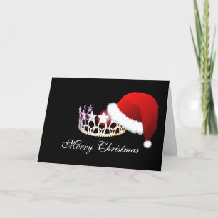 Cartão De Festividades Miss America USA Santa Hat Silver Crown Card