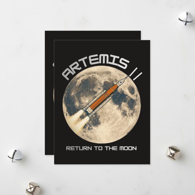 Cartão De Festividades Missão Artemis à lua (Frente/Verso In Situ)