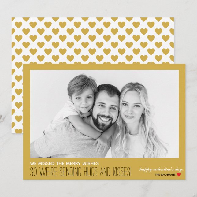 Cartão De Festividades Missed Wishes Hugs & Kisses Photo Card (Frente/Verso)