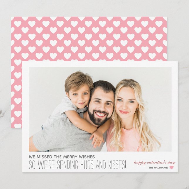 Cartão De Festividades Missed Wishes Hugs & Kisses Photo Card (Frente/Verso)
