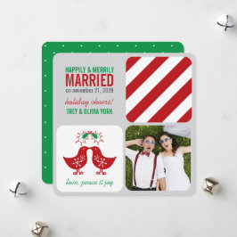 Cartão De Festividades Mistletes beijando Pintinhos Sr. e Sra. Photo Wedd