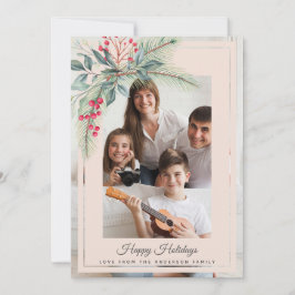 Cartão De Festividades Mistletoath Wreath Christmas Family Photo Blush Pi