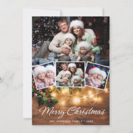 Cartão De Festividades MistletoBranch Rustic 4 FOTO Saudação de Natal