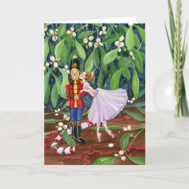 Cartão De Festividades Mistletoe Kiss (Frente)