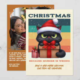 Cartão De Festividades Mistletoe Modern Funny Cat Retro Christmas Photo