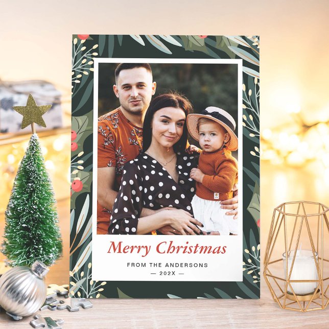 Cartão De Festividades MistletoWinter Foliage Felry Christmas 2 Photo (Criador carregado)
