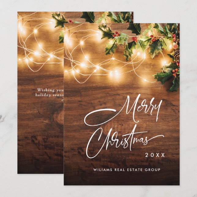 Cartão De Festividades Mistletoy Branch Rustic Natal (Frente/Verso)