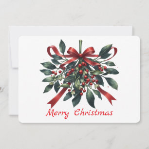 Cartão De Festividades Mistura elegante de aquarela com fita vermelha