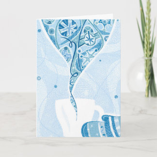 Cartão De Festividades Mitene que guardara a caneca no teste padrão azul