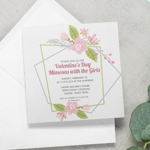 Cartão De Festividades Moças Dia de os namorados Galentines Partido Rosa 