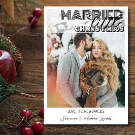 Cartão De Festividades Modern Black Calligraphy Married Little Christmas