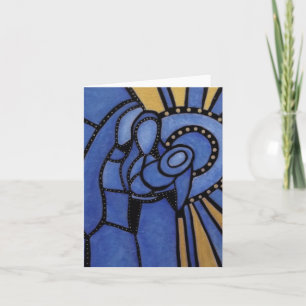 Cartão De Festividades Modern Blue Christmas Nativity Jesus Mary Joseph