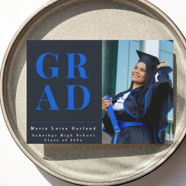 Cartão De Festividades Modern Blue Photo Graduation 2026 announcement 