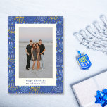 Cartão De Festividades Modern Blue Yellow Menorah Hanukkah Foto Dois<br><div class="desc">Cartão de Férias de Duas Fotografias com Azul Menorah Moderno e Chanucá Amarelo</div>