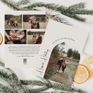 Cartão De Festividades Modern Boho Arch Beige Happiest Holidays 5 Foto