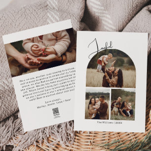 Cartão De Festividades Modern Boho Arch Feliz Quatro Fotografias Natal