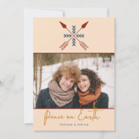 Modern Boho Arrows Peace on Earth Holiday Photo