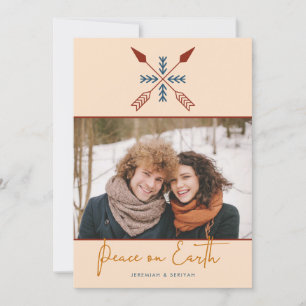 Cartão De Festividades Modern Boho Arrows Peace on Earth Holiday Photo