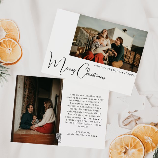 Cartão De Festividades Modern Boho Feliz Natal Duas Foto (Criador carregado)