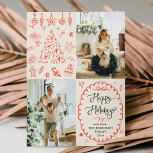 Cartão De Festividades Modern Boho Hand Desenhou Felizes Férias 2 Foto