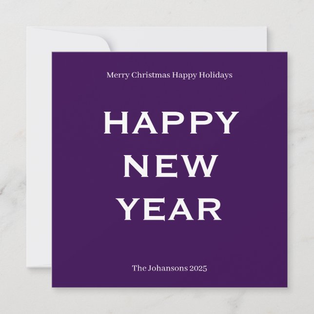 Cartão De Festividades Modern Bold Holiday Card | Custom Text Minimalist  (Frente)