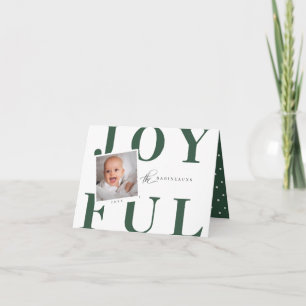 Cartão De Festividades Modern Bold Type Photo Christmas Card Green