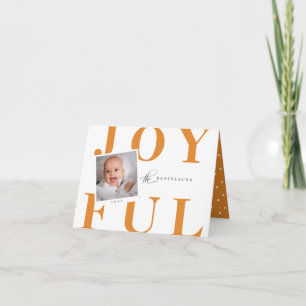 Cartão De Festividades Modern Bold Type Photo Christmas Card Orange