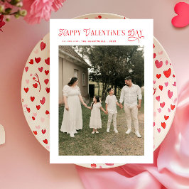 Cartão De Festividades Modern Chic Family Photo Happy Valentines Day