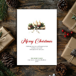 Cartão De Festividades Modern Christmas candles pine greenery card