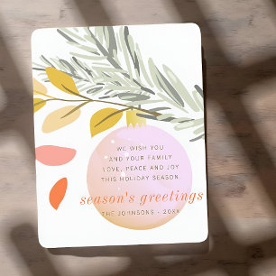 Cartão De Festividades Modern Christmas Winter Snow Ornament on Pine