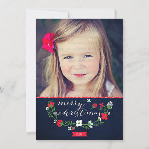 Cartão De Festividades Modern Classy Chevron Merry Christmas Photo Card