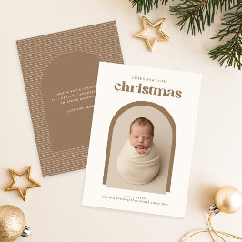 Cartão De Festividades Modern Cute Baby's First Christmas Arch Photo