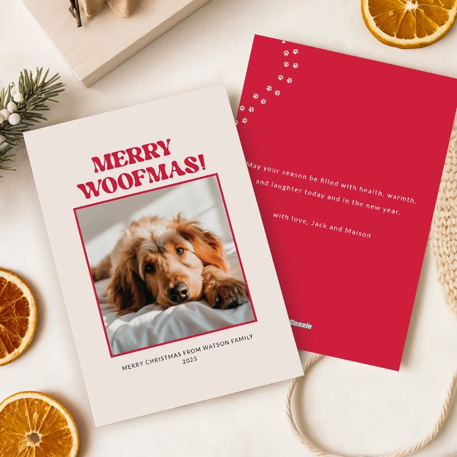 Cartão De Festividades Modern Cute Puppy Dog Pet Photo Picture Christmas (Criador carregado)